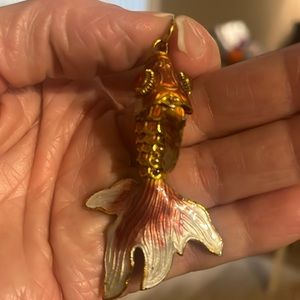 Vintage Cloisonne Enamel Articulated Koi Fish Pendant.